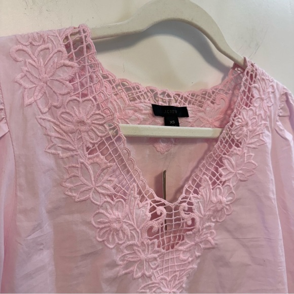 J. CREW S V-Neck Top Eyelet Trim Pink BL038 Spring Summer - Picture 3 of 7